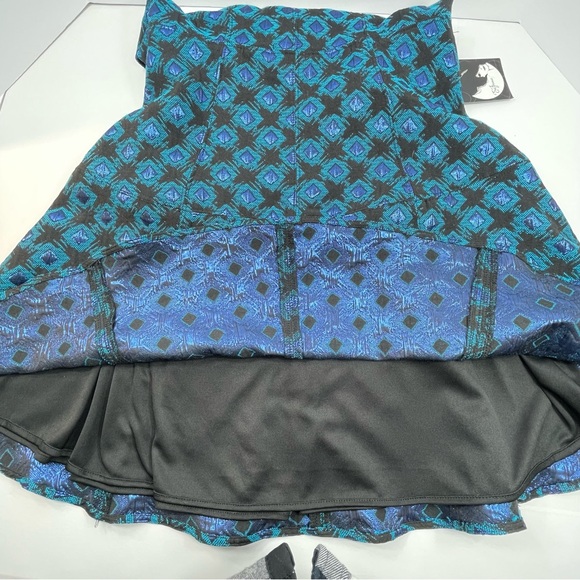 NWT EVA FRANCO Sleeveless A-Line Dress Black Blue Metallic Shimmer Lined Size 10 - Picture 5 of 10